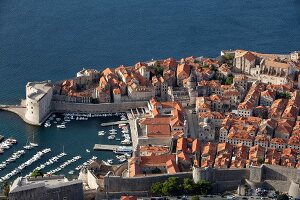 Kroatien: Blick auf Dubrovnik, Alt- stadt, Meer, Luftaufnahme