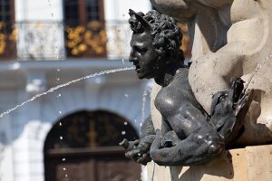 Close-up of Hercules Fountain in Maximilian Street, Augsburg, Bavaria, Germany