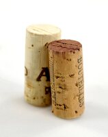 Close-up of two corks, cut out