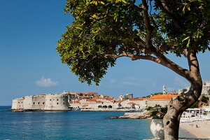 View of Dubrovnik and sea bay in Croatia