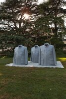 Mao jacket sculptures in Castle Park, Bad Homburg, Hesse, Germany