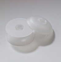 White plastic roll coil for wool on white background