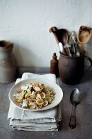 Orecchiette pasta with sweet potato and walnut pesto