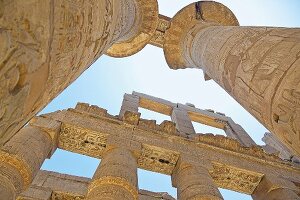 People standing at the Great Hypostyle Hall of Temple Karnak near Luxor, Egypt