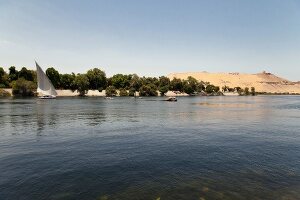 View of Kitchener Island and Qubbet al-Hawa, Aswan, Egypt