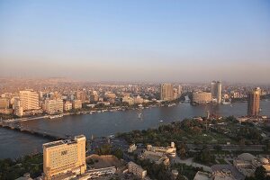 Cityscape and view of Nile river from Cairo tower, Cairo, Egypt