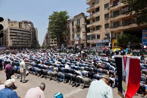 Mass prayer being offered on Friday at Tahrir Square, Cairo, Egypt