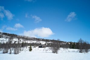 Hemsedal, Skigebiet in Norwegen Winterlandschaft, Haus