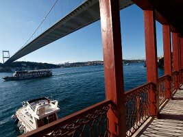 View of Fortress Bosphorus Bridge at Yali Anadolu Hisari Anatolian, Istanbul, Turkey