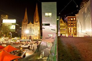 People at Federation Square, Flinders Street, Melbourne, Victoria, Australia