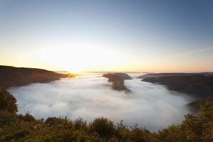 View of Saar loop in Mettlach, Saarland, Germany