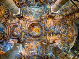 Fresco in Karanlik Church, Goreme, Nevsehir, Turkey, Low angle view