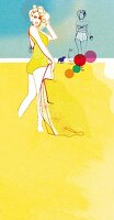 Illustration, Frauen, Strand, Sommer Sonne, Bikini, Badeanzug