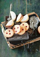 Gmunden cider biscuits and Linzer Augen (nutty shortcrust jam sandwich biscuits with holes on top), Austria