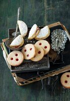 Gmunden cider biscuits and Linzer Augen (nutty shortcrust jam sandwich biscuits with holes on top), Austria