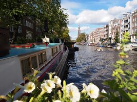 Amsterdam, Prinsengracht, Wohnschiff Josja, Besitzerin Jackie Wijnakker