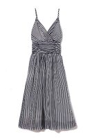Striped black and white summer dress on white background