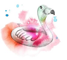 Illustration, Schwimmring, Ente, Gummiente, Rettungsring, Badetier