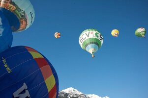 Air balloon in Chateau d'Oex, Alps, Canton of Vaud, Lake Geneva, Switzerland