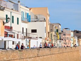 View of Mediterranean sea and old town, Alghero, Sardinia, Italy