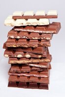 Slabs of chocolates in stack