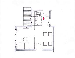 Illustration, Grundriss, Schlafzimmer, Dachschräge, Einbau