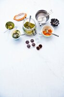 Ingredients in bowl against white background