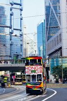 Hongkong Tramways, Doppeldecker, Straßenszene, 69, Straßenbahn
