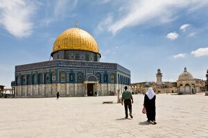 People at Dome of the Rock in Temple Mount, Jerusalem, Israel