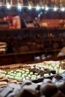 Chocolates on shelves at Chocolaterie Blondel, Lausanne, Canton of Vaud, Switzerland