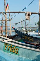 Fishing boats in Dodanduwa beach, Hikkaduwa, Sri Lanka