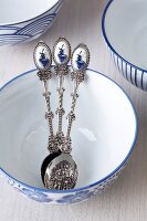 Decorative Dutch spoon in white bowl