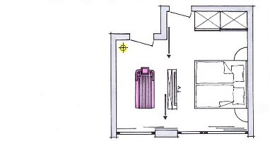 Sport im Schlafzimmer, Zeichnung, , Wohnberatung, Grundrisszeichnung
