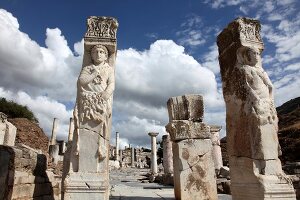 Ruins of Ephesus and columns in Izmir, Aegean, Turkey