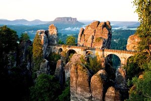 View of rock bridge at Saxony National Park, Germany