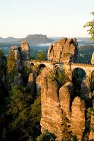 View of rock bridge at Saxony National Park, Germany