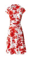 Red and white summer wrap dress on white background