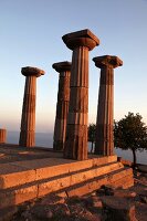 Temple of Athena at dusk in Aegean, Turkey