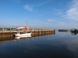 Boats at port in Neuharlingersiel, Lower Saxony, Germany