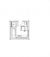 Abbildung, Zeichnung, Badezimmer, Grundriss, von oben