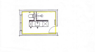 Abbildung, Zeichnung, Badezimmer, Grundriss, von oben