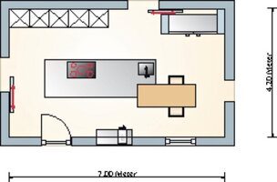 Grundriss, Küche, Skizze, Plan, von oben, Vogelperspektive