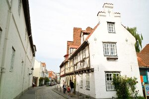 Alley with historic homes in Lubeck, Schleswig Holstein, Germany