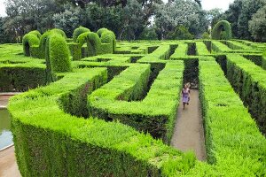 Barcelona, Parc del Laberint, Labyrinth, grüne Hecke