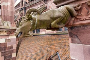 Figure of a gargoyle at Muenster in Freiburg, Germany