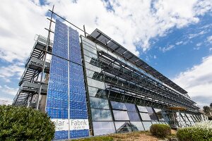 Low angle view of solar factory in Freiburg, Germany