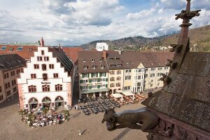 View of Old Town Cathedral Square from Munster, Freiburg, Germany