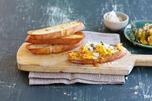 Bruschetta topped with spaghetti squash