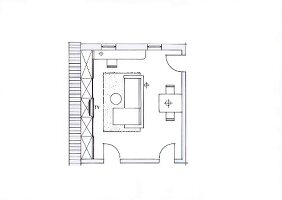 Dachraum, Wohnzimmer, Gestaltung, Planung, Skizze, Grundriss, von oben