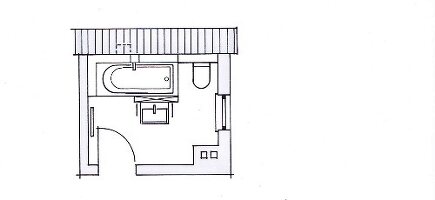 Dachraum, Badezimmer, Grundriss, Gestaltung, Planung, Skizze von oben